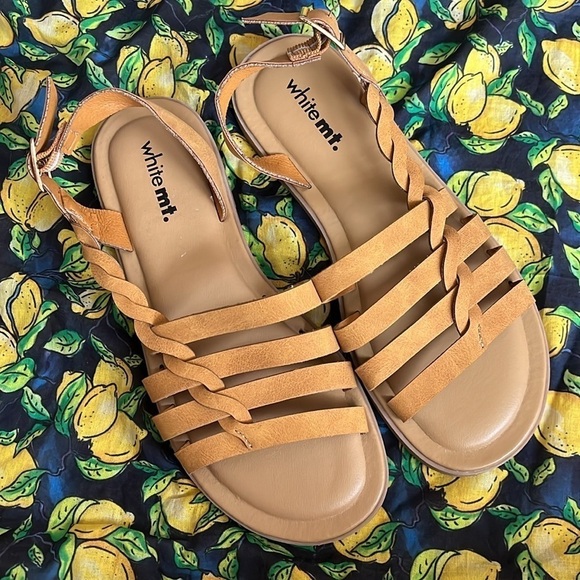 Brand New White Mountain Braided Tan Multi-Strap Gladiator Ankle Strap Sandals - Picture 6 of 15